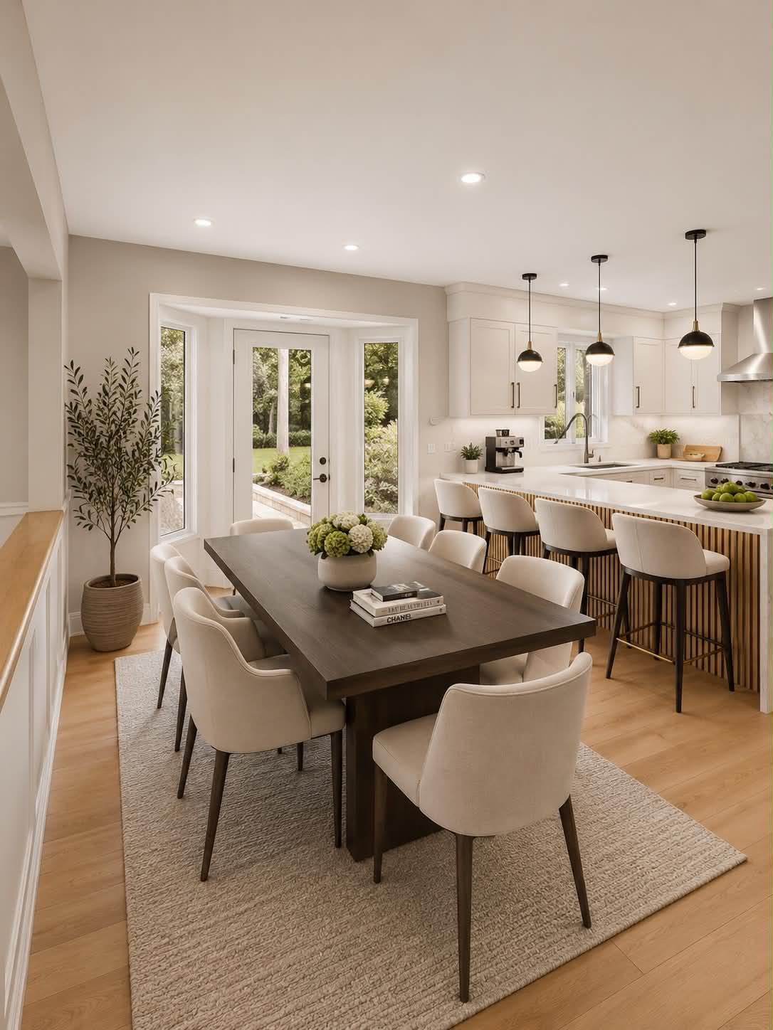 Renovated open-plan kitchen and dining room